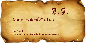 Neer Fabrícius névjegykártya
